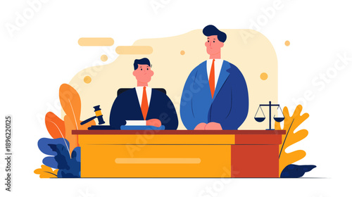 Lawyers and Judge in Courtroom Scene