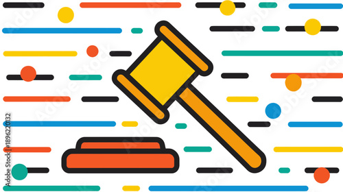 Law and Justice Gavel Icon on Abstract Background