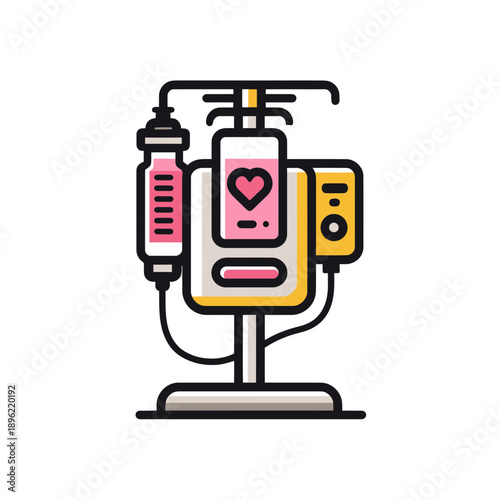 Medical Infusion Pump with Heart Icon