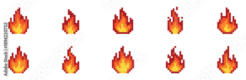 Fire icon pixel. Fire pixel style set. Vector Illustration. EPS 10