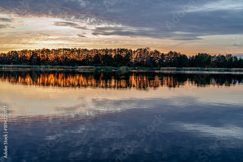 Evening sunset over the lake