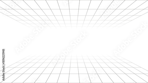 Minimalist dual-horizon futuristic grid line background. Vector illustration