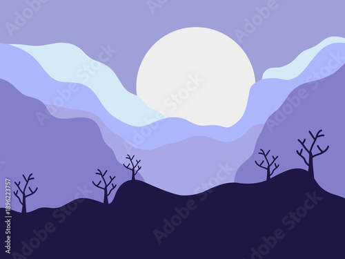 Quadro em tela Enchanting vector artwork capturing the tranquil mystery of a moonlit night, fea