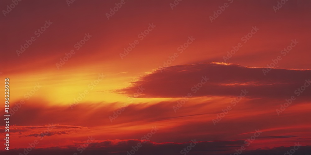 Obraz premium Vibrant sunset with rays of light peeking through dark clouds in the sky