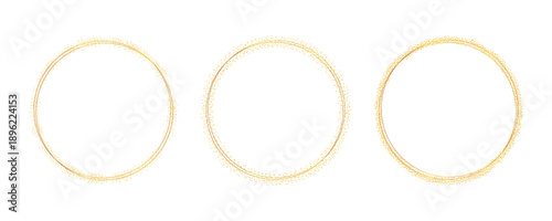 Golden Glitter Circle Frame Set, Elegant Sparkle Round Borders