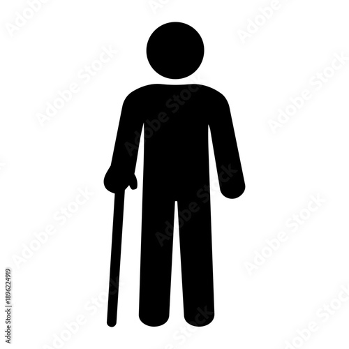 tanding Person with Cane Pictogram Icon　杖を持って立つ人