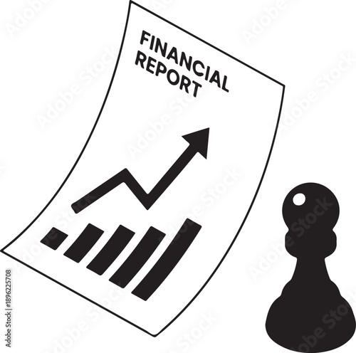 Financial report showing positive growth trend with a chess pawn, symbolizing strategic financial planning