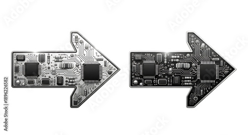Electronic circuit boards with arrow shapes