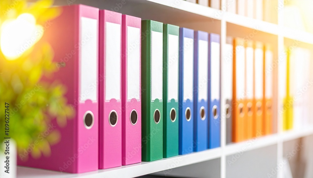 Obraz premium Organized office binders on a shelf