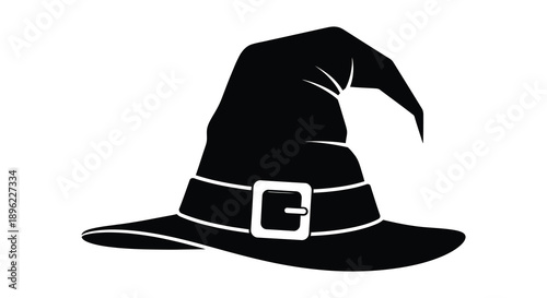 A classic witch s hat depicted in stark black and white a bold silhouette