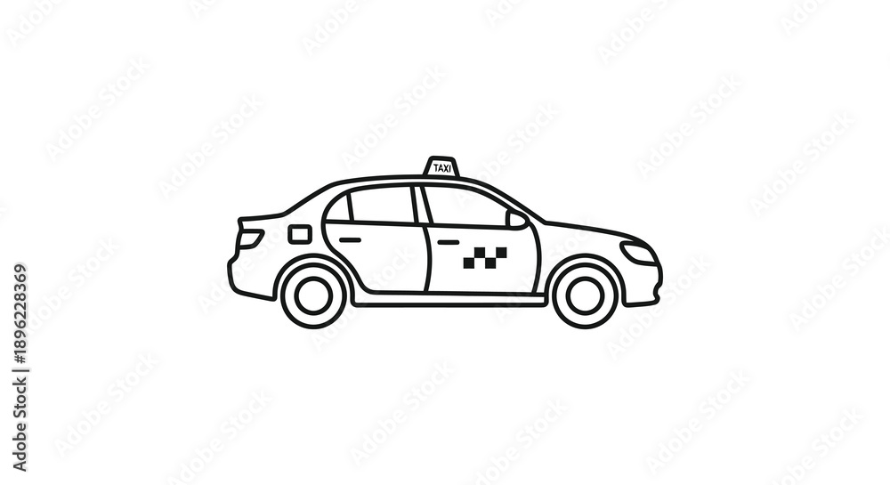 Obraz premium Black and white line art of a taxi cab a minimalist silhouette