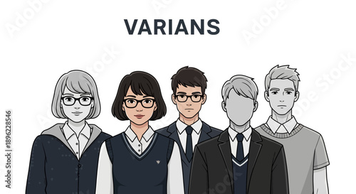 Illustration of diverse group of young adults.