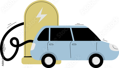 Electric Vehicle at Charging Station 