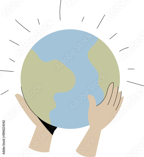 Hand Holding Globe Vector Illustration