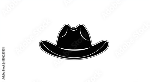 Black cowboy hat icon graphic.