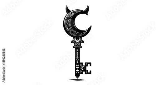 Black crescent moon shaped key.