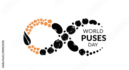Black silhouette illustration for World Pulses Day featuring beans, peanuts, and soybeans in a design against a clean background.