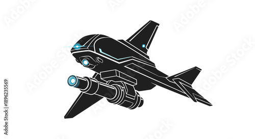 Black Futuristic Space Fighter Jet.