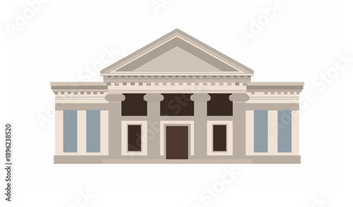 Modern bank building flat vector illustration isolated on white