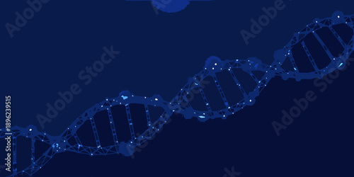 Abstract representation of a dna double helix structure against a dark background