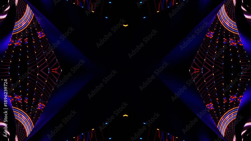 Orange and Blue Neon Pulsing Spiral Kaleidoscope Background VJ Loop in ...