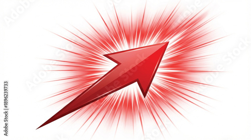 red arrow pointing upwards with burst of light around it