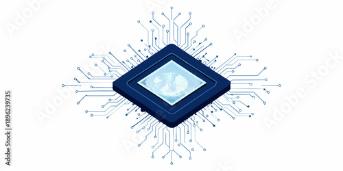 Digital world within a diamond frame showcasing connectivity and technology