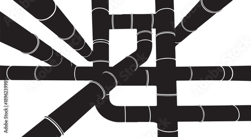 Complex Network of Black Pipes and Connections System