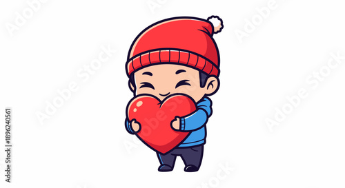 Cartoon Character Holding Heart Shaped Object.