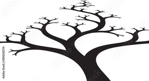 Bare tree silhouette on white background illustration design element