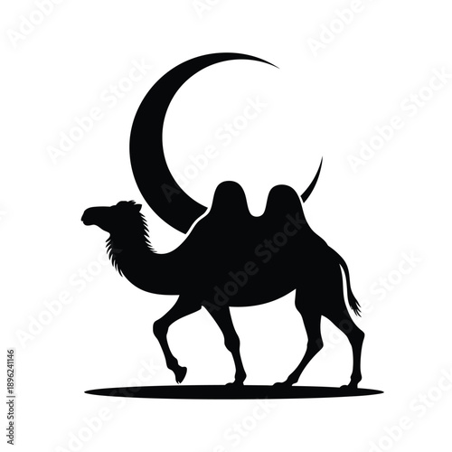 A black and white vector illustration of a backpack and water bottle