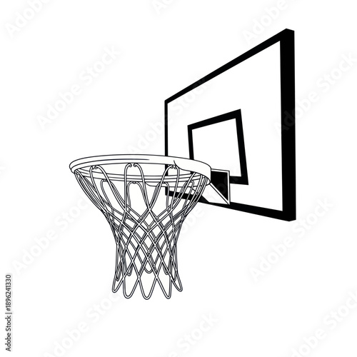 Basketball hoop and backboard, isolated on white background, sports equipment