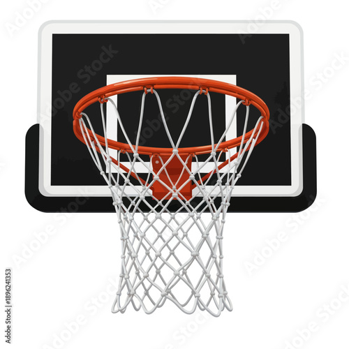 Basketball hoop with net and backboard, close-up view, sport equipment