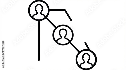 Simple line icons of connected people in a hierarchy or organization chart