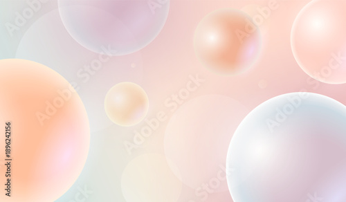 Gradient abstract background with flying bubbles in trendy pastel colors. Vector illustration.