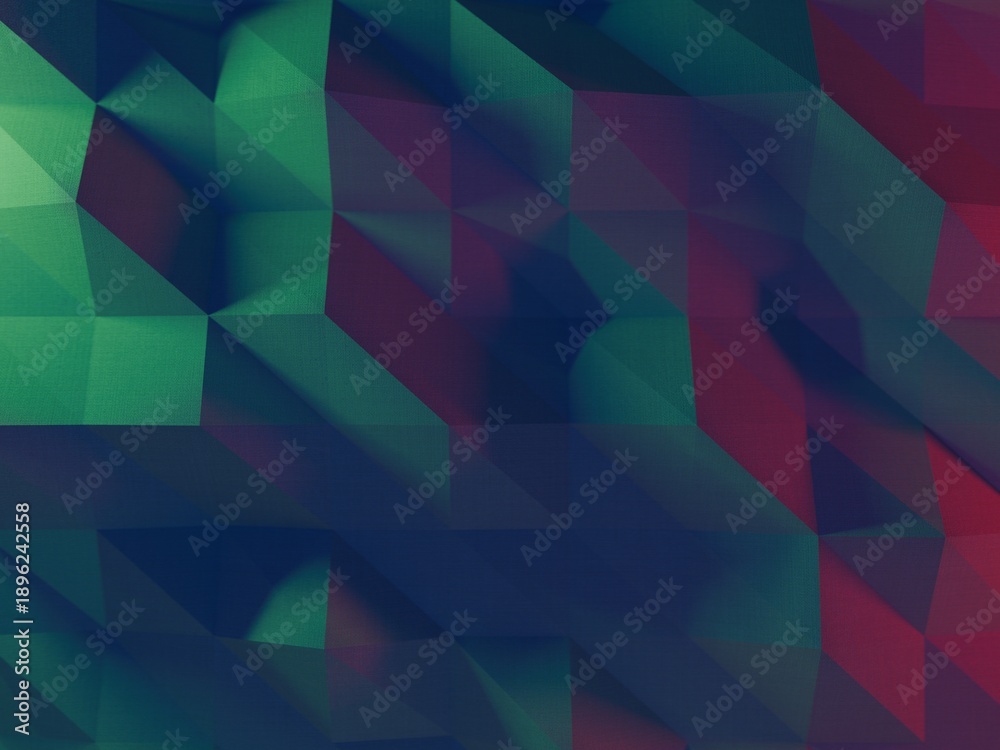 Obraz premium Abstract geometric pattern with dark green, blue, and red polygons