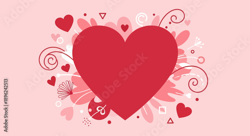 Photos Red Heart Shape Surrounded by Decorations.