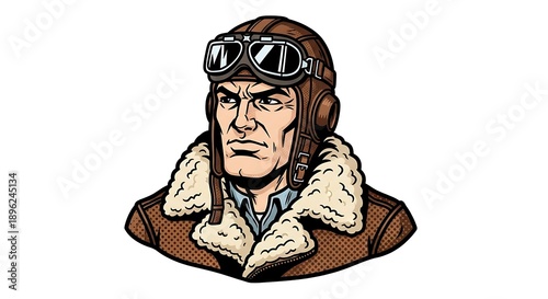 Wallpaper Mural Vintage pilot wearing aviator goggles and leather jacket Torontodigital.ca