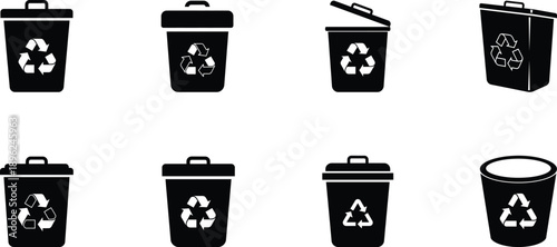 Eco recycle icon with trash symbol. Flat vector illustration isolated on white for waste sorting and green lifestyle projects.