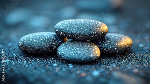 Wallpaper Mural Stacked zen stones on dark sand at dawn, mindfulness concept Torontodigital.ca