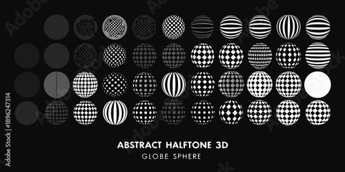 Abstract halftone spheres a gradient of patterns and shades