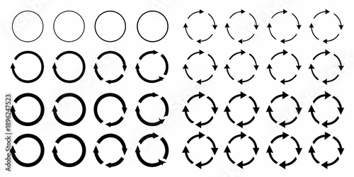 Arrangement of circular arrows alternating directions in a grid pattern
