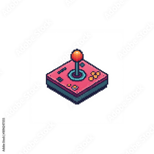 Vintage pixel art arcade game joystick controller