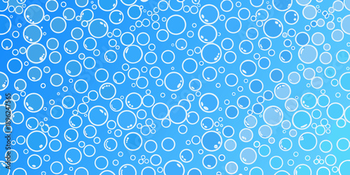 Abstract background of overlapping blue and white circular bubbles