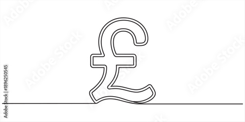 Continuous line drawing of a pound sterling symbol representing finance and currency