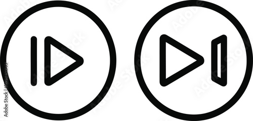 Two media player icons showing play and fast forward symbols within circular frames