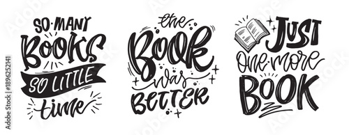 Cute hand drawn doodle lettering quote about books and reading. Lettering for t-shirt design, mug print, bag print, clothes fashion. 100% hand drawn vector image.