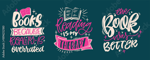 Cute hand drawn doodle lettering quote about books and reading. Lettering for t-shirt design, mug print, bag print, clothes fashion. 100% hand drawn vector image.