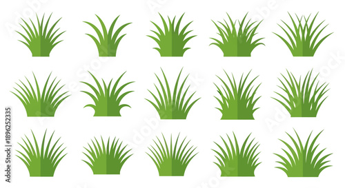 Symmetrical green grass bush patches for environment and park design.