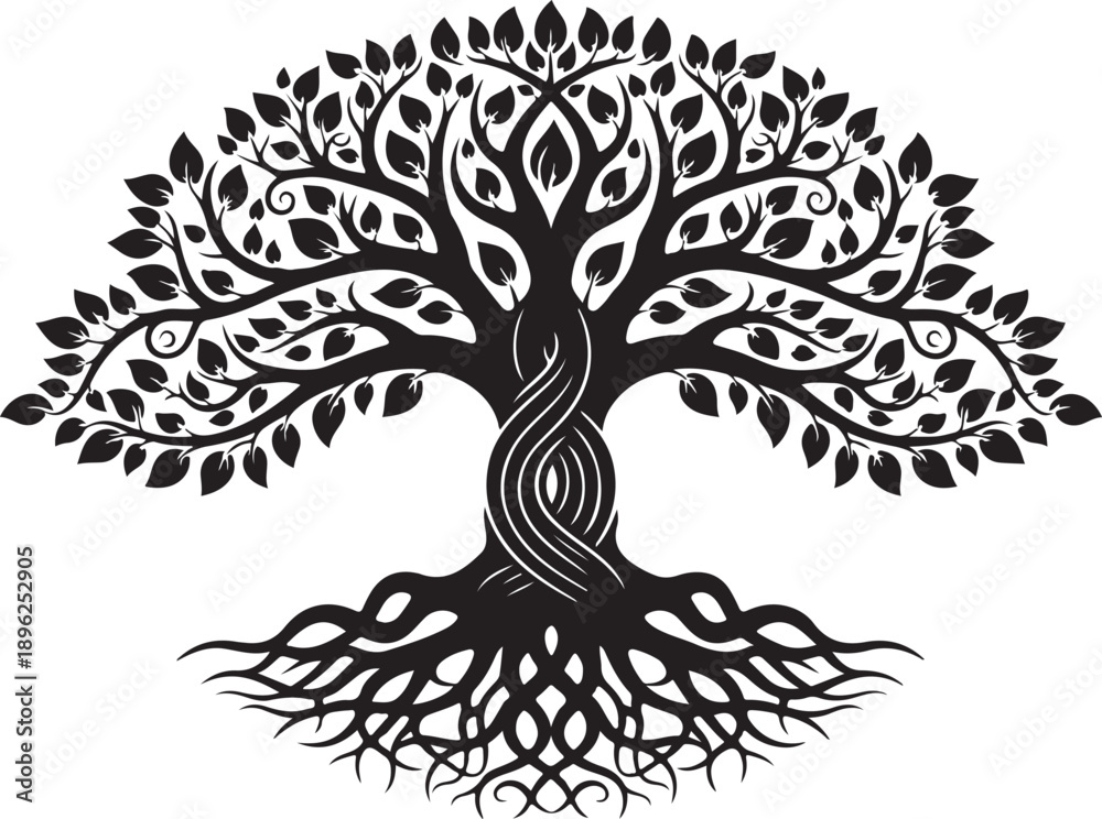 Obraz premium Tree of Life Silhouette Vector Bundle